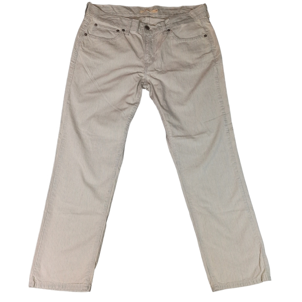 Levi's Boyfriend Crop Blue White Fade Stripe Jeans SZ 30